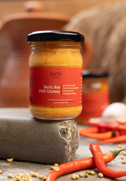 Handmade Garlic Red Chilli Chutney by Satv Dairy