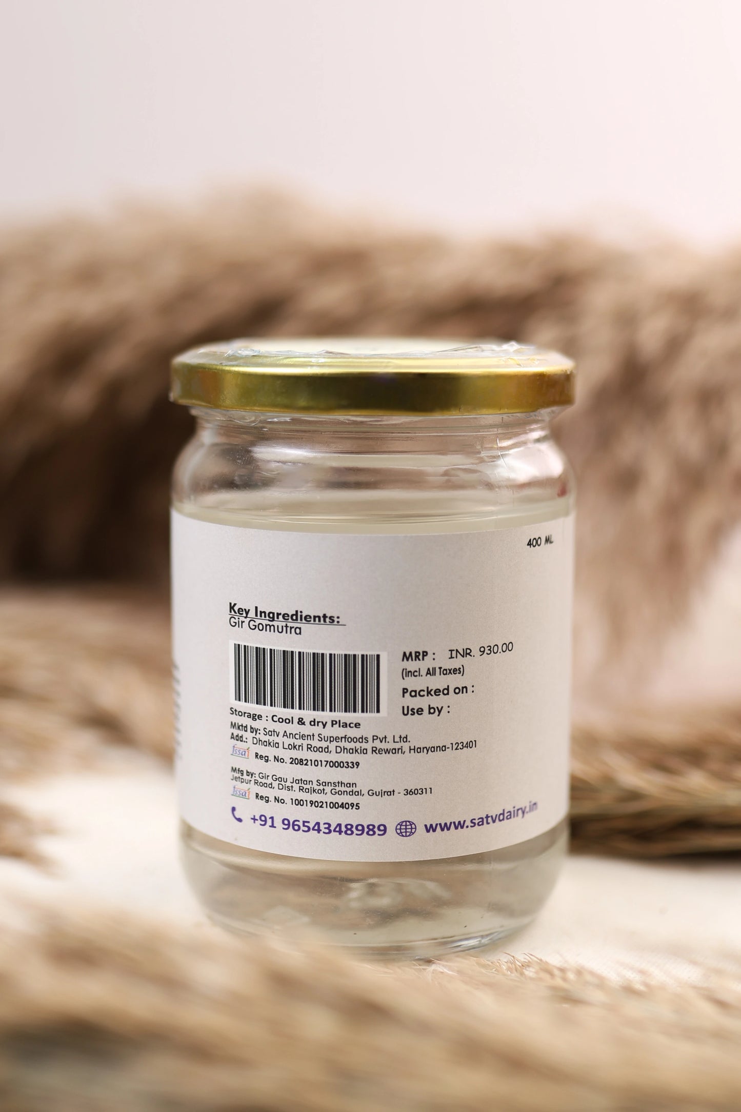 Satv Dairy Gomutra Ark Bottle - 100% Organic Cow Urine