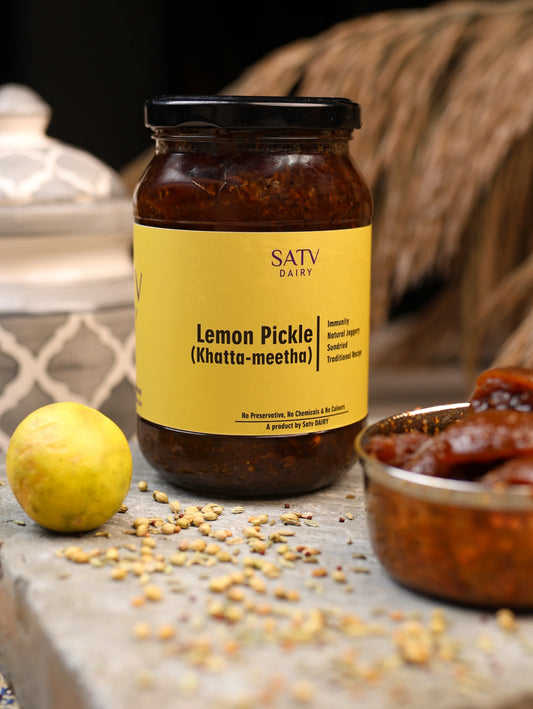 Khatta Meetha Lemon Pickle in Glass Jar – Satv Dairy