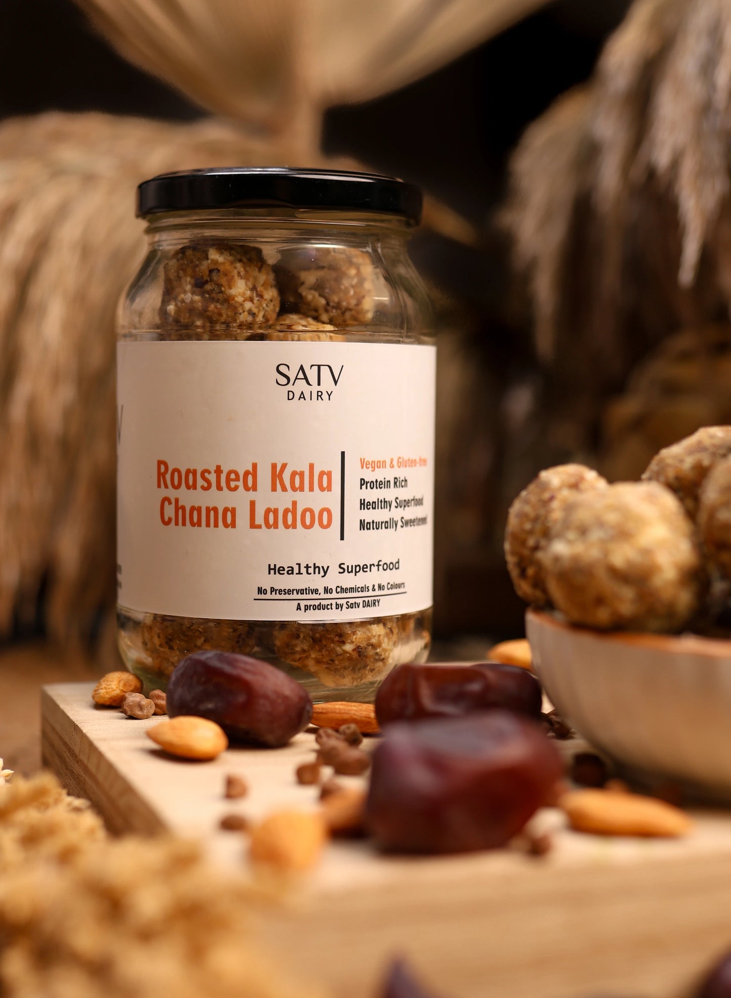 Traditional Indian healthy sweet made from kala chana and dates