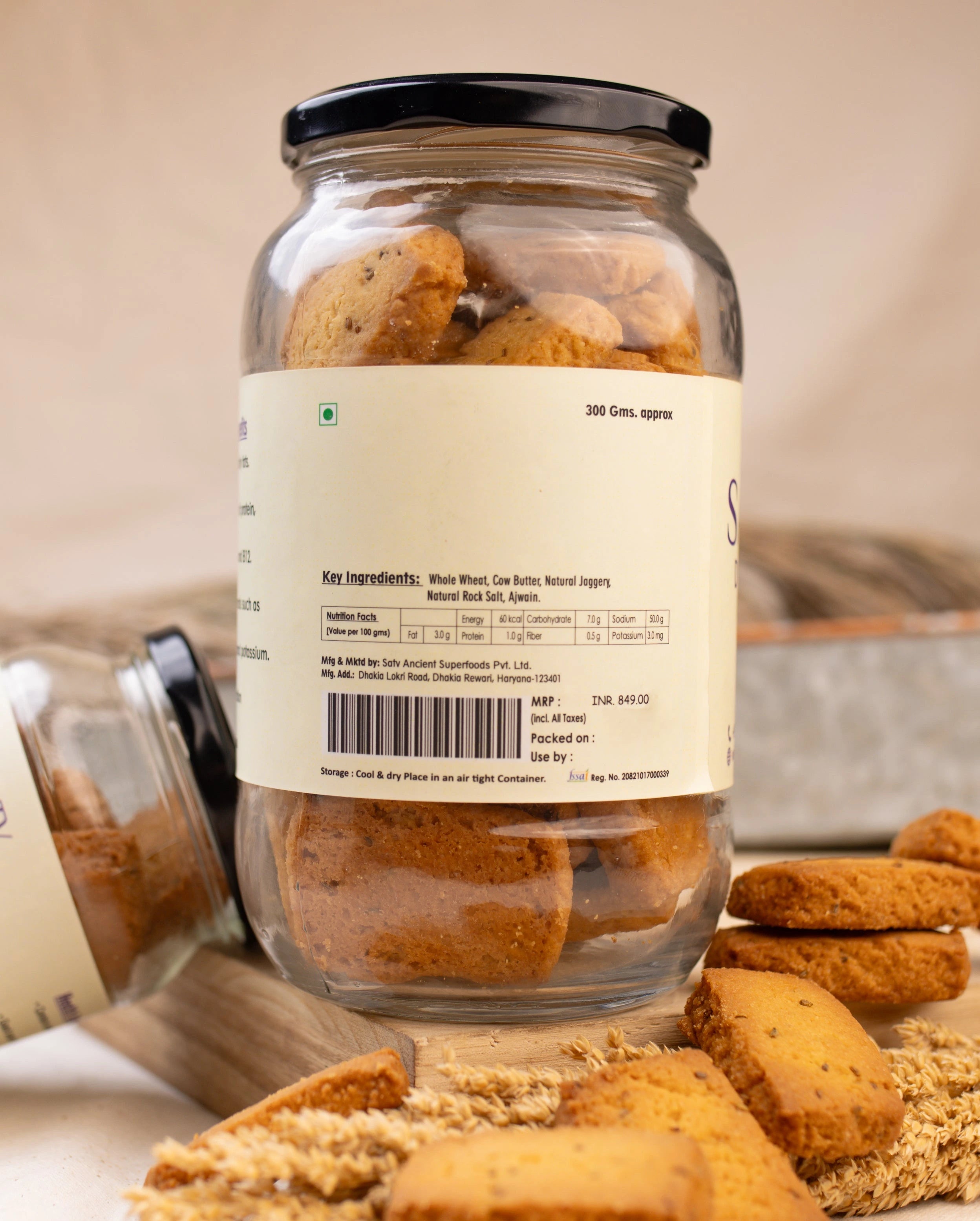 Healthy Indian Ajwain biscuits made with natural jaggery