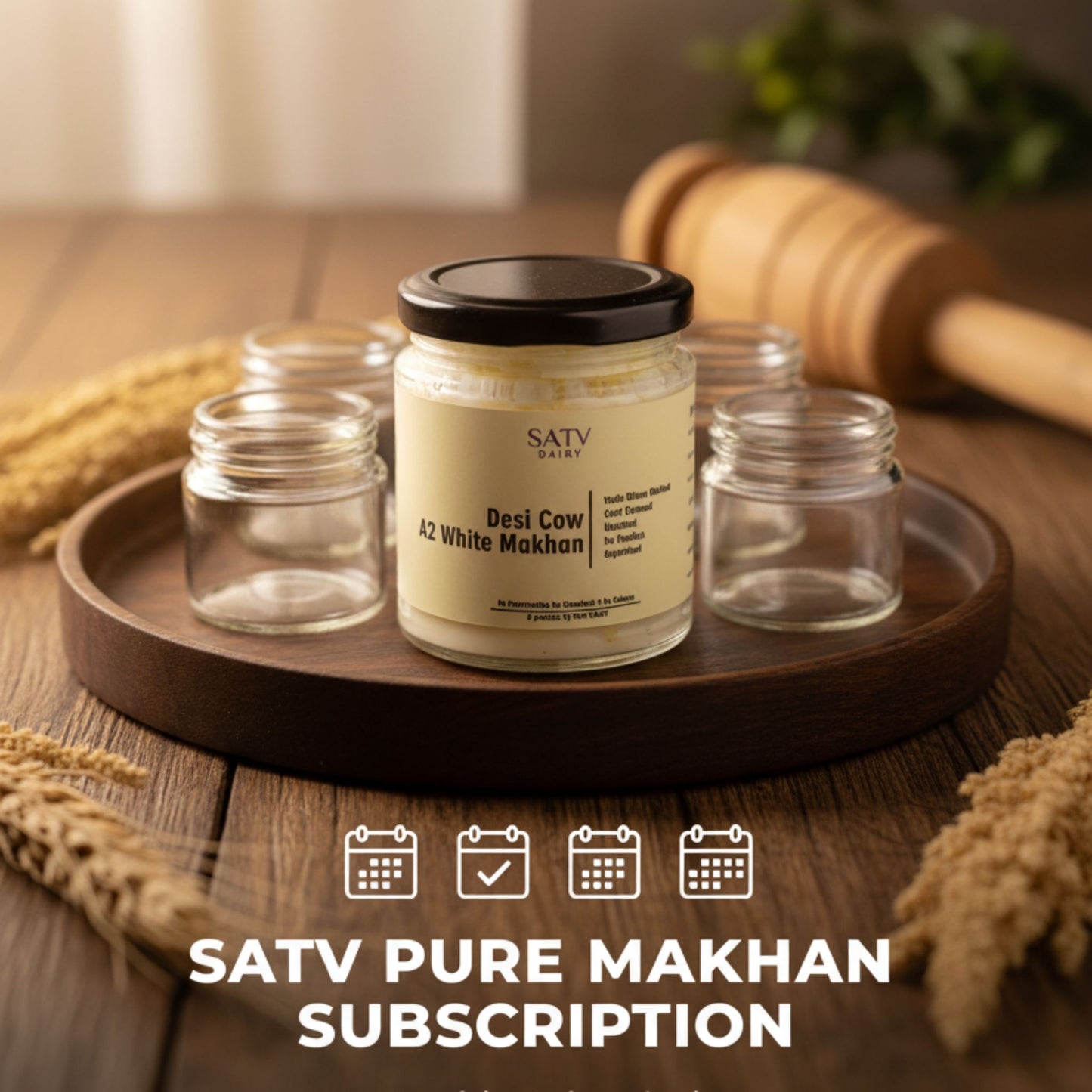 Satv Pure Desi Cow A2 Bilona Makhan Subscription (Available in Delhi NCR Only)