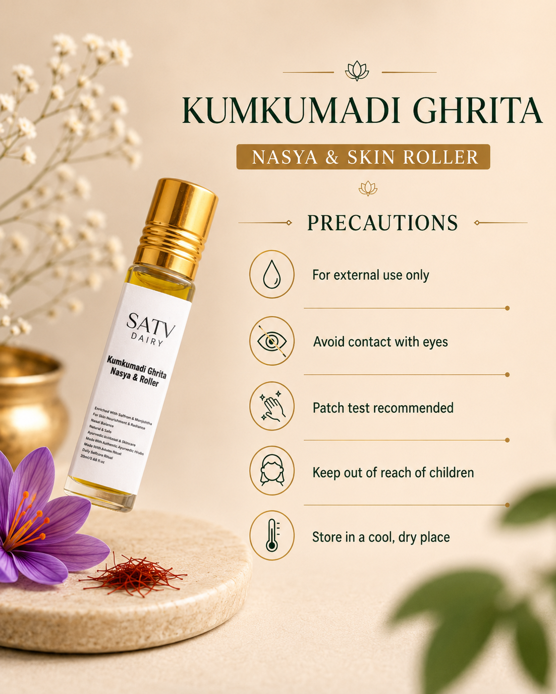 ✨ Kumkumadi Ghrita Nasya & Skin Roller
