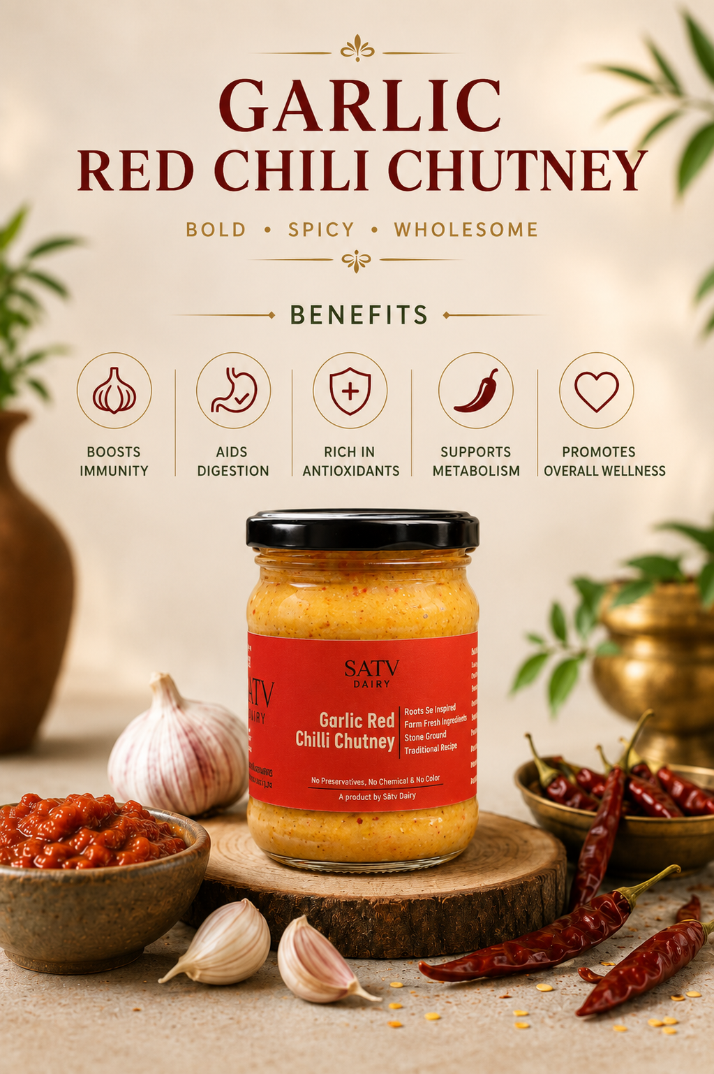 Garlic Red Chilli Chutney (Available only in Delhi NCR)