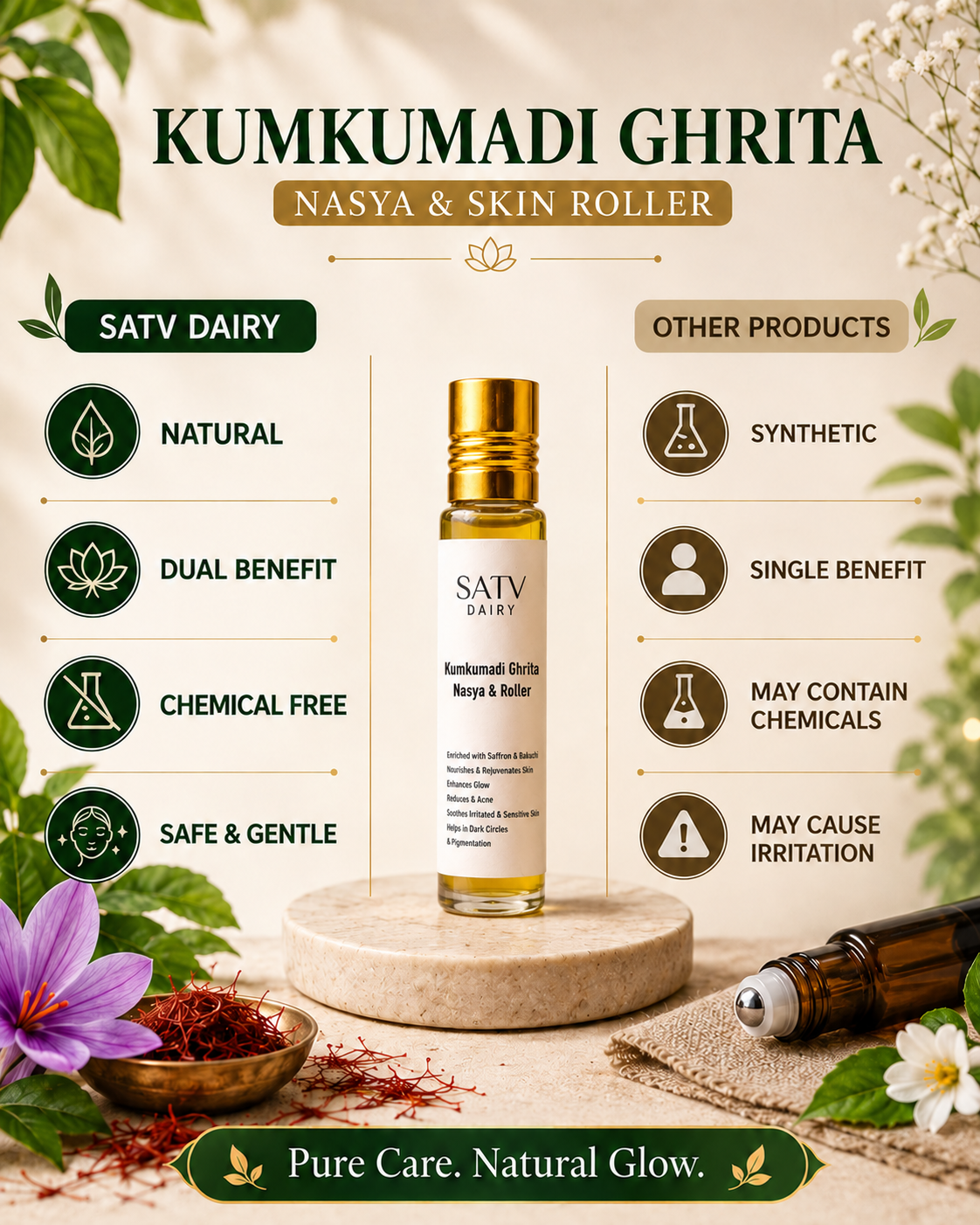 ✨ Kumkumadi Ghrita Nasya & Skin Roller