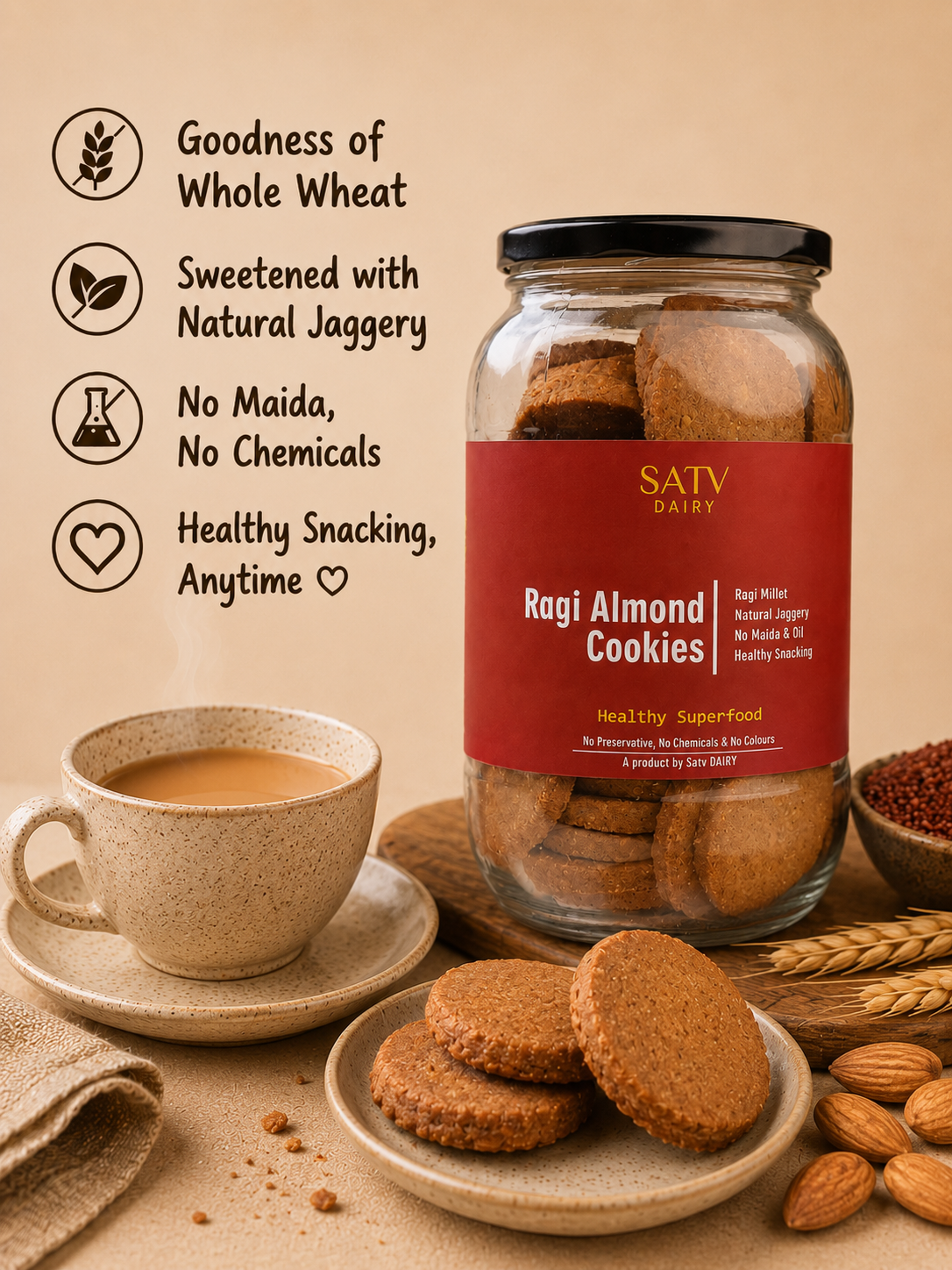 Ragi Almond Cookies