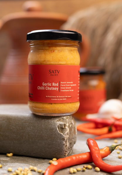 Handmade Garlic Red Chilli Chutney by Satv Dairy