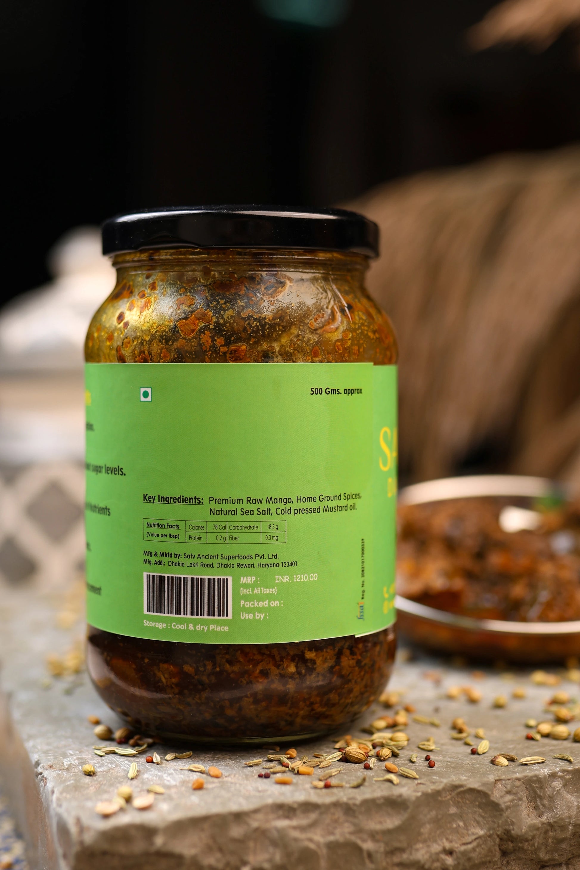 Close-up of Naturally Fermented Mango Pickle