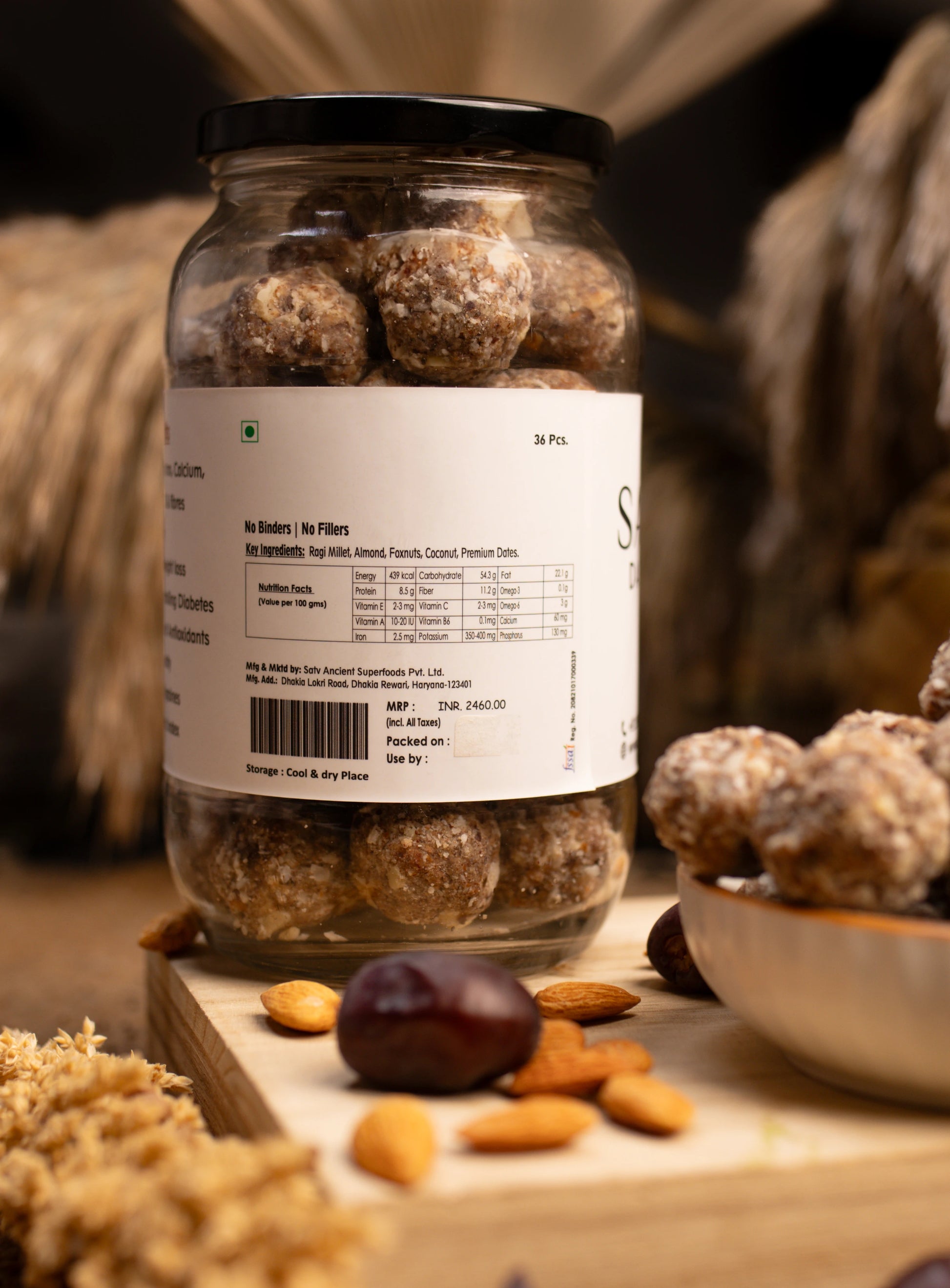 Traditional Indian laddu sweet made with dates and coconut