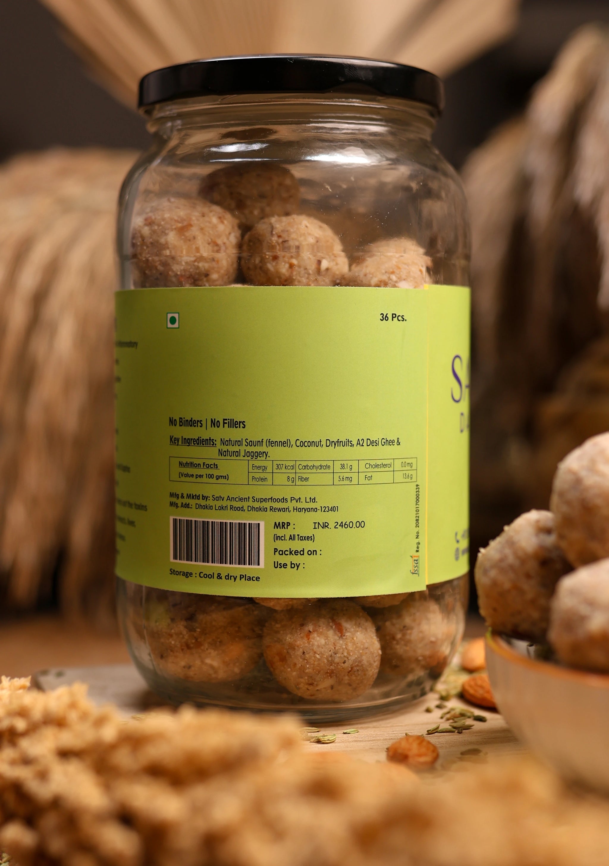 Gluten-free traditional Indian laddu in eco-friendly packaging